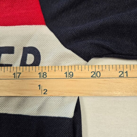 NWOT Tommy Hilfiger Mens Color Block Polo Shirt Size L Cotton Navy/Red - Picture 4 of 7